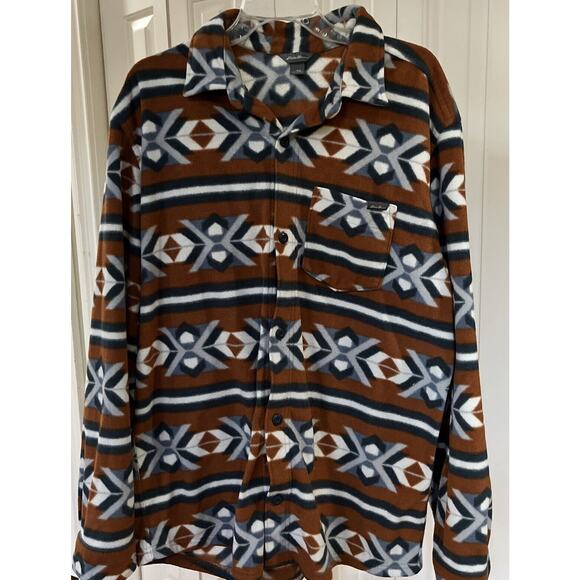 Eddie Bauer Men’s Aztec Fleece Button Up TXL Brown‎ Southwestern Aztec Print - Picture 1 of 10